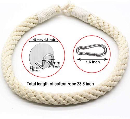 Nautical Rope Toilet Paper Holder Stand Antique Industrial Self Adhesive Hooks Stainless Steel Towel Ring Holder Rack Hanging Interior Decoration for Bathroom Kitchen Home Decor (White)