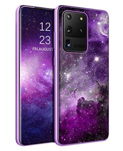bentoben samsung galaxy s20 ultra case, slim fit glow in the dark shockproof drop protective hybrid hard pc soft tpu bumper cover for 2020 samsung galaxy s20 ultra 5g 6.9 inch, purple nebula
