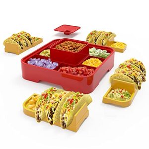 oofaybill taco holder tuesday , taco bar serving set for a party,taco holders set of 12 tortilla , taco plates with dividers, taco night