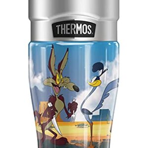 THERMOS Looney Tunes Road Runner And Wile E. Coyote STAINLESS KING Stainless Steel Travel Tumbler, Vacuum insulated & Double Wall, 16oz