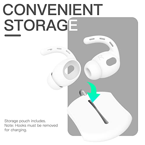 DamonLight AirPods 3 Ear Hooks Ear Tips [Added Storage Pouch][Not Fit in Charging Case] Anti-Slip Covers Accessories Compatible with Apple AirPods 3rd Generation 2 Pairs [US Patent Registered]- White