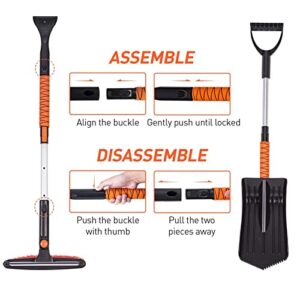 Ice Scraper and Snow Brush for Car Windshield, 29"-39" Extendable Snow Shovel with Ergonomic Foam Grip, 5 in 1 Windows Scraper for Car Snow Scraper and Brush for Truck & SUV