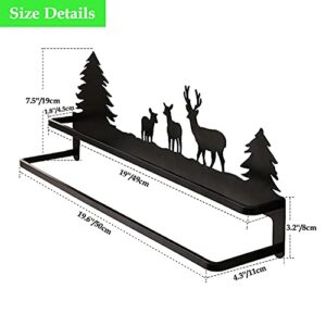 CuteHook Double Towel Bar Wall Mounted with Cute Deer Pattern Easy Installation Organizer for Towel Bathroom Hotel Bath Towel Shelf Towel Rack No Rust Matte Black Finish Decorative Hooks