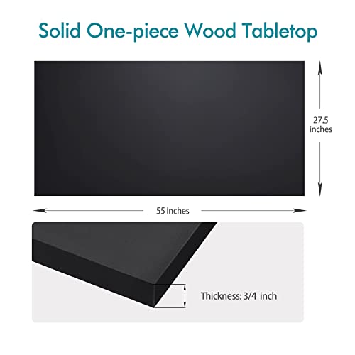 Kaboon 55x28 in Black Table Top, Solid One-Piece Wood Desktop, Universal Wood Countertop, Reversible Laminate Top, Double Desks, Laundry Folding Table, L-Desk,27.5" D x 55" W