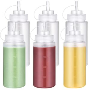 u-taste 16 oz condiment squeeze bottles with twist on caps and measurement, leak proof squirt reusable plastic sauces oil container dispenser for ketchup, bbq, grilling, salad dressing (pack of 6)