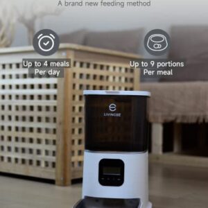 LivingEZ 6L Smart Automatic Cat Feeder for Dry Pet Food, Timed Cat Feeder Programmable Portion Control for 4 Meals per Day, Pet Feeder with Voice Recorder for Cats and Dogs