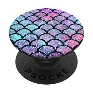mermaid pink purple blue fish scales rainbow sea life girls popsockets swappable popgrip