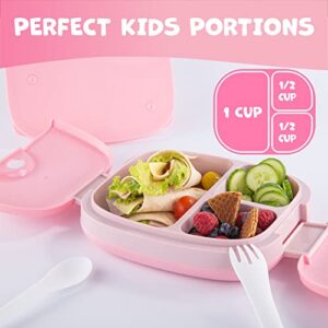 Umami Bento Lunch Box KIDS With Cutlery, Leak-Proof, Easy to Clean, 3 Compartments Bento Box for Kids, Ideal Portion Sizes for Ages 3 to 9, for Boys & Girls, Microwave, Dishwasher & Safe, BPA-Free