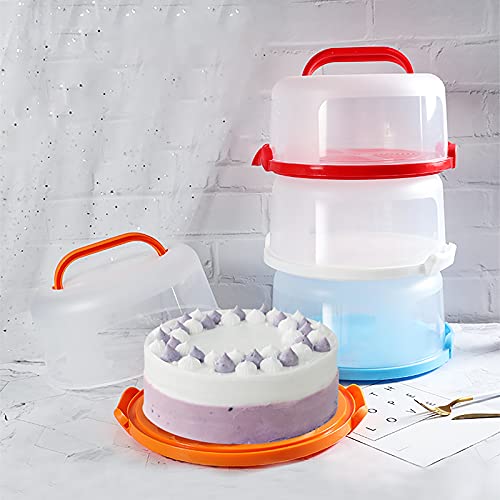 Yesland Cake Carrier with Collapsible Handle - Plastic Red Cake Container and Holder with Lid - Portable Round Cake Cover for 10 inch Cake, Pies, Cookies, Nuts, Muffins and Fruit