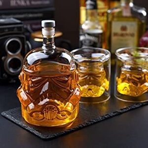 IITaozi Transparent Creative Whiskey Decanter Set Stormtrooper Bottle With 2 Glass for Wine, Brandy, Scotch, Vodka, Liquor750ml