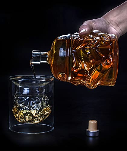 IITaozi Transparent Creative Whiskey Decanter Set Stormtrooper Bottle With 2 Glass for Wine, Brandy, Scotch, Vodka, Liquor750ml