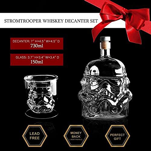 IITaozi Transparent Creative Whiskey Decanter Set Stormtrooper Bottle With 2 Glass for Wine, Brandy, Scotch, Vodka, Liquor750ml