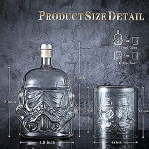 IITaozi Transparent Creative Whiskey Decanter Set Stormtrooper Bottle With 2 Glass for Wine, Brandy, Scotch, Vodka, Liquor750ml