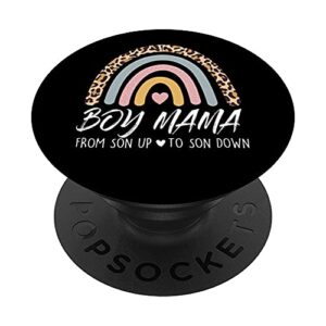 boy mama from son upto son down leopard rainbow mother's day popsockets swappable popgrip
