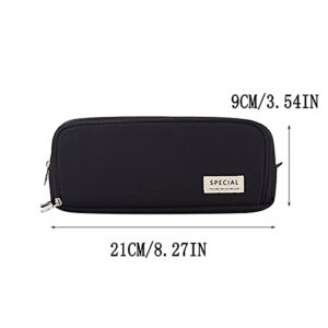 Loosebee Large Pencil Case Big Capacity Pencil Bag Large Storage Pouch 3 Compartments Pen Pencil Case Simple Stationery Bag Teens Girls Adults Student Pencil Holder, Black, One Size