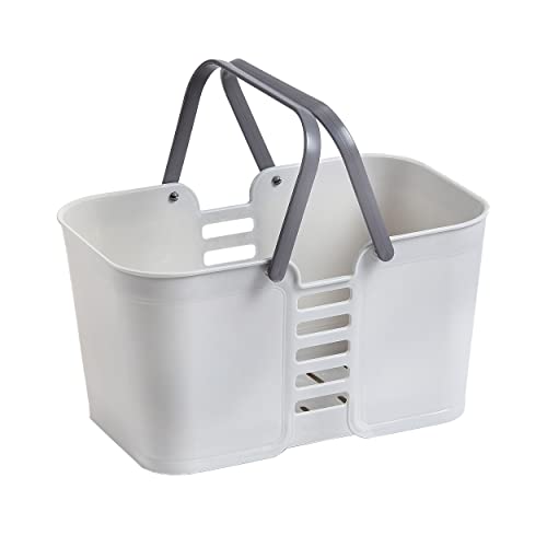 FANWU Shower Caddy Basket Tote for College Dorm Room Essentials, Plastic Storage Basket with Handles Portable Organizer Bins for Kitchen Bathroom Bedroom Toiletry Laundry Garden Pool Beach (Grey)