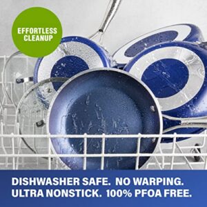 Granitestone 20 Piece Cookware Set Nonstick Pots and Pans Set Bakeware Set with Ultra Nonstick Durable Mineral & Diamond Coating 100% PFOA PFAS Free Cookware, Metal Utensil Oven & Dishwasher Safe-Blue