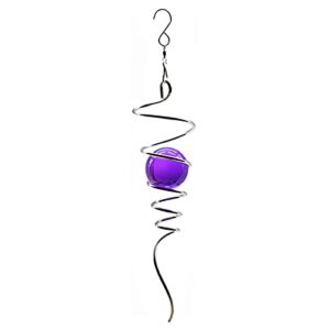 morobor rotating wind chimes, crystal ball decoration, hanging display spinners chime motor indoor outdoor decoration, spiral tail hanging swivel hook 11"/purple