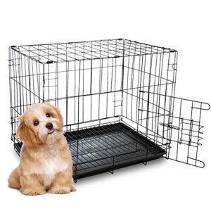 daorfaa dog crate cage, collapsible home for cat ferret and small animals (weight up to 8 pounds) 20l x 14w x 17h inches, black