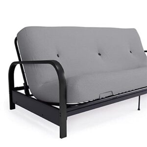 DHP Brax Black Metal Arm Full Size Frame with 6” Thermobonded High Density Polyester Fill Futon Mattress, Herringbone