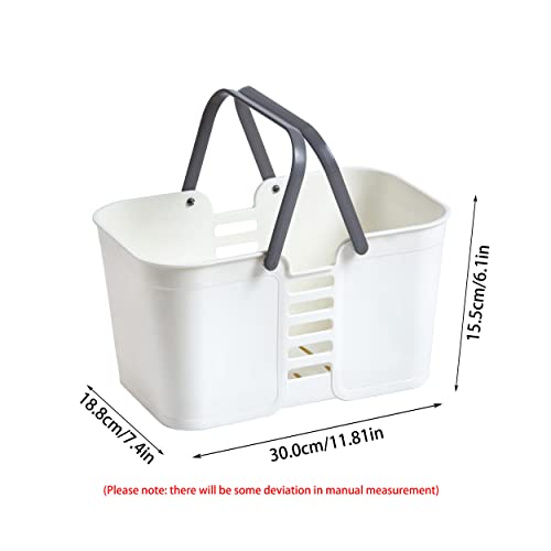 FANWU Shower Caddy Basket Tote for College Dorm Room Essentials, Plastic Storage Basket with Handles Portable Organizer Bins for Kitchen Bathroom Bedroom Toiletry Laundry Garden Pool Beach （White）