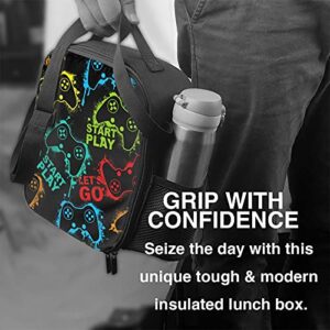 Duduho Colorful Game Joystick Insulated Lunch Bag Reusable Tote Bag Lunch Box Food Container For Men Women Kids