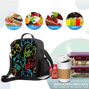 Duduho Colorful Game Joystick Insulated Lunch Bag Reusable Tote Bag Lunch Box Food Container For Men Women Kids