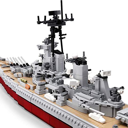 QXB WW2 USS Missouri BB-63 Battleship Model (33 inches 2631 Pieces) Navy World War II Expert Ship Building Blocks Compatible with Lego for Adults