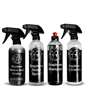 Adam's Graphene Ceramic Spray Coating, Graphene Tire Shine, Graphene Detail Spray, & Graphene Shampoo Bundle