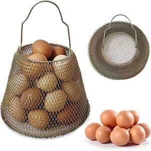 Auhafaly Egg Basket, Collapsible Mini Storage - Can Easily Load Eggs for Carrying and Collecting Eggs, Easy Washing, and Fast-drying, Country Primitive Farmhouse Style (Medium)