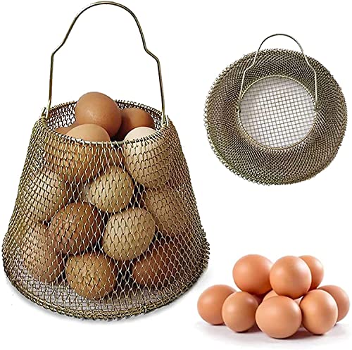 Auhafaly Egg Basket, Collapsible Mini Storage - Can Easily Load Eggs for Carrying and Collecting Eggs, Easy Washing, and Fast-drying, Country Primitive Farmhouse Style (Medium)