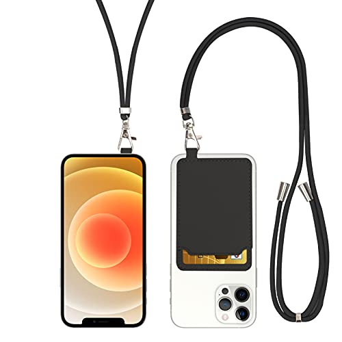 FYY[2 Pack]Phone Lanyard,Universal Crossbody Cell Phone Lanyards with Card Holder,[3M Adhesive][Adjustable Shoulder Neck Straps]Cell Phone Lanyard Compatible with iPhone,Samsung and Smartphones-Black