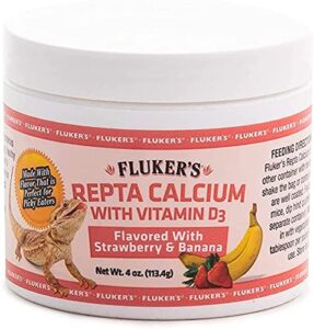 dbdpet fluker's repta strawberry-banana flavored calcium with vitamin d3 (4oz) - includes attached pro-tip guide
