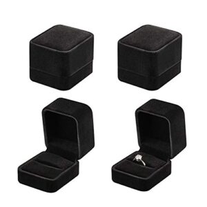leture 4 pieces velvet ring gift boxes set, earring pendant jewelry case, jewellry display box for wedding, engagement,proposal, birthday and anniversary (4pcs black)