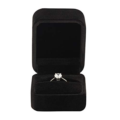 LETURE 4 Pieces Velvet Ring Gift Boxes Set, Earring Pendant Jewelry Case, Jewellry Display Box for Wedding, Engagement,Proposal, Birthday and Anniversary (4pcs Black)