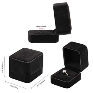 LETURE 4 Pieces Velvet Ring Gift Boxes Set, Earring Pendant Jewelry Case, Jewellry Display Box for Wedding, Engagement,Proposal, Birthday and Anniversary (4pcs Black)