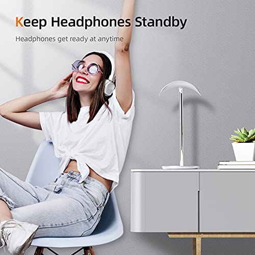 BENKS Desktop Headphone Stand Universal Headset Holder Hanger Mount Aluminum with Protective Silicone Pad, Gaming Headset Accessories, Compatible with AirPods Max, Beats, Bose, Sony and so on (White)