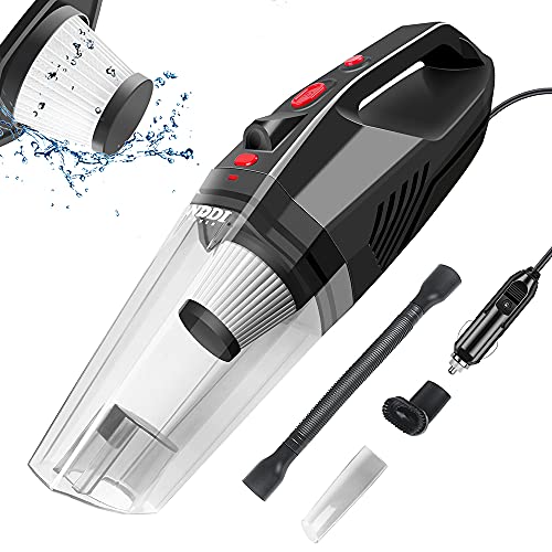 NDDI POWER Professional Car Vacuum, 8000Pa High Power Handheld Mini Portable Vacuum Cleaner, Pet Hair Cleaning, 3 Versatile Attachments, 15FT Corded, Black