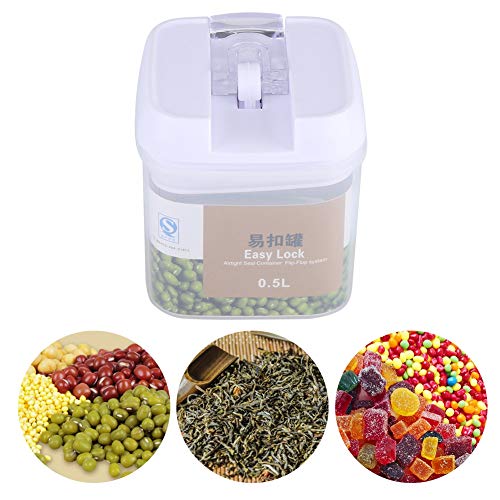 Food Storage Containers Durable Sealed Storage Box Transparent Plastic Airtight Pot for Cafe Grain Storage Containers(Small 0.5L)
