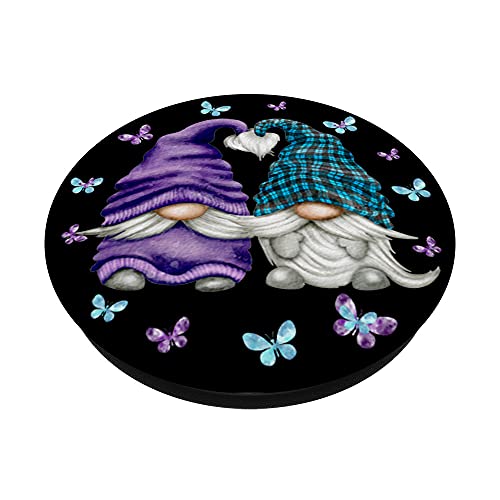 Suicide Prevention Cute Butterfly Pattern With Purple Gnome PopSockets Swappable PopGrip