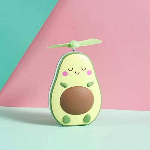 Dft Portable Avocado Shape Handheld Mini Air Cooler Fan with Fill Light Mirror USB Rechargeable Small Personal Cooling Tools