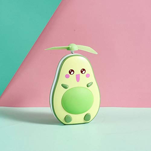 Dft Portable Avocado Shape Handheld Mini Air Cooler Fan with Fill Light Mirror USB Rechargeable Small Personal Cooling Tools