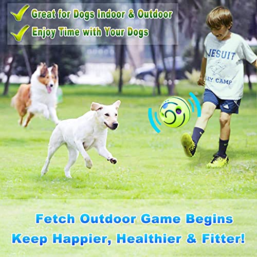 Dog Toys Giggle Ball Interactive Dog Treat Toys Wobble Wiggle Waggle Giggle Ball Make Noise Fun Sound Food Dispenser Soccer Toy Dog Puzzles IQ Train for Puppy Small Medium Dogs Favorite Gift Green