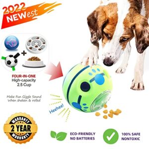 Dog Toys Giggle Ball Interactive Dog Treat Toys Wobble Wiggle Waggle Giggle Ball Make Noise Fun Sound Food Dispenser Soccer Toy Dog Puzzles IQ Train for Puppy Small Medium Dogs Favorite Gift Green