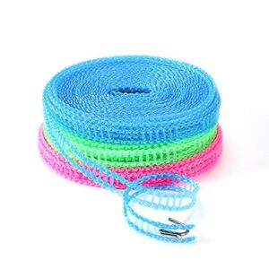 3 pack of alinna adjustable nylon clothesline pink blue green colors windproof clothes drying rope travel clothes line portable laundry line for indoor outdoor camping home hotel(5m/16.4ft), alc16535
