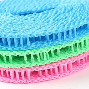 3 Pack of ALINNA Adjustable Nylon Clothesline Pink Blue Green Colors Windproof Clothes Drying Rope Travel Clothes Line Portable Laundry Line for Indoor Outdoor Camping Home Hotel(5m/16.4ft), ALC16535
