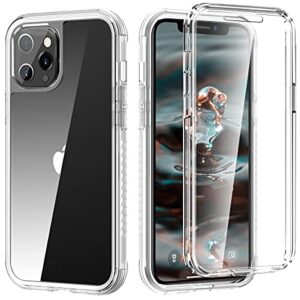 omio for iphone 12 pro max case with built-in screen protector 360 full body protective phone case for iphone 12 pro max, heavy shockproof anti-scratch rugged case for iphone 12 pro max - clear.
