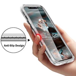 Omio for iPhone 12 Pro Max Case with Built-in Screen Protector 360 Full Body Protective Phone Case for iPhone 12 Pro Max, Heavy Shockproof Anti-Scratch Rugged Case for iPhone 12 Pro Max - Clear.