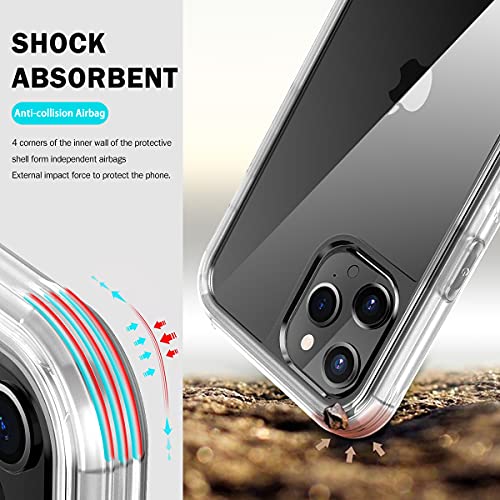 Omio for iPhone 12 Pro Max Case with Built-in Screen Protector 360 Full Body Protective Phone Case for iPhone 12 Pro Max, Heavy Shockproof Anti-Scratch Rugged Case for iPhone 12 Pro Max - Clear.