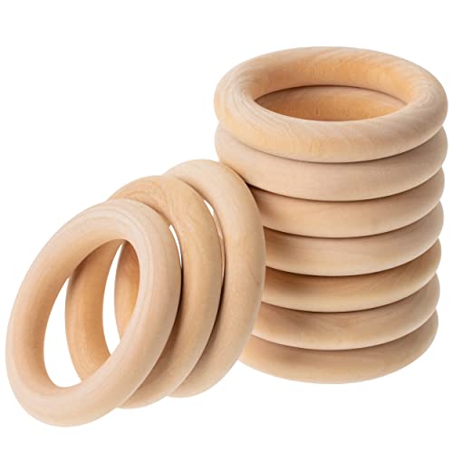 Mr. Pen- Wooden Rings, 2.7", 10 Pack, Wooden Rings for Crafts, Wood Rings, Macrame Rings, Wood Rings for Crafts, Wooden Ring, Wooden Rings for Macrame, Craft Rings, Wood Ring, Wood Teething Ring